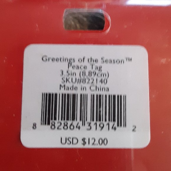 Lenox Peace tag tie-on, ornament - Picture 3 of 3